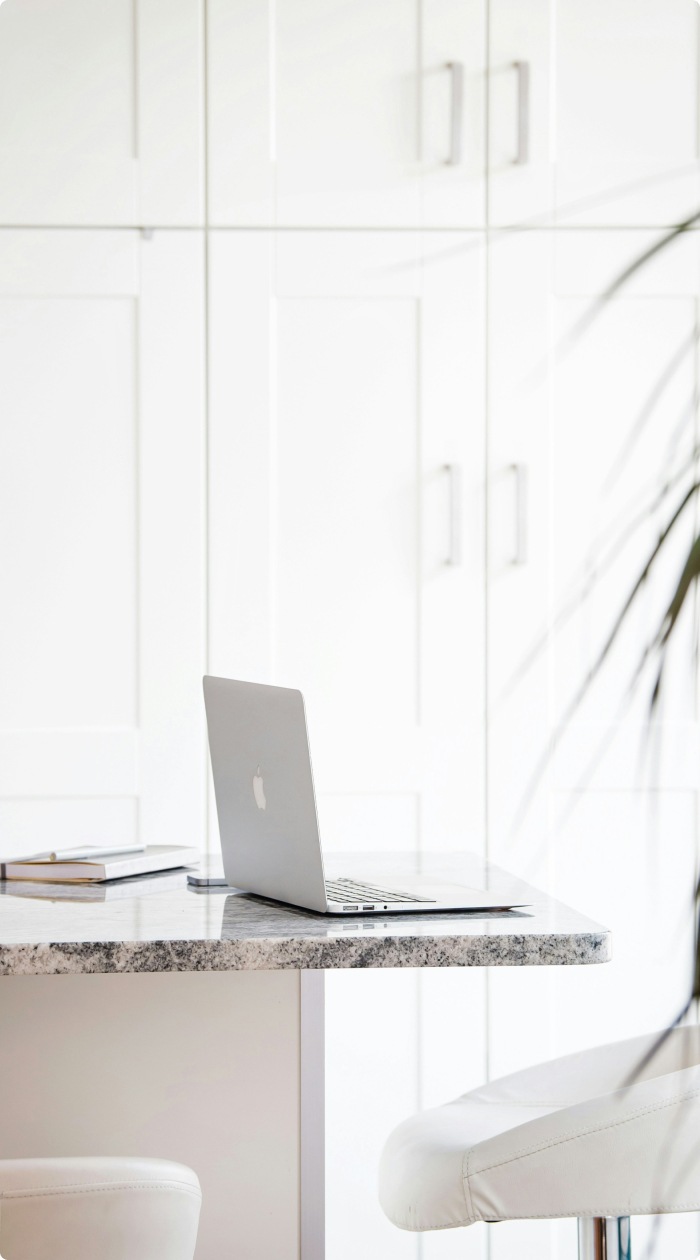 table with laptop